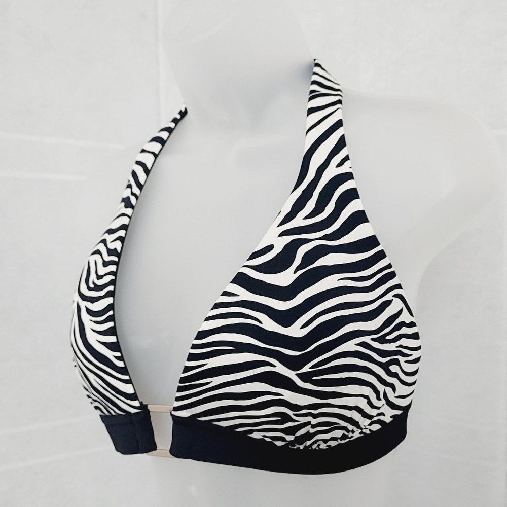 Whbm Swim Top Zebra Print Halter Style *Size Xl - image 6